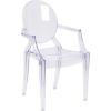 Flash Furniture Indoor/Outdoor Ghost Accent and Dining Chair with Curved Arms and Contoured Seat, Stackable Restaurant Chair, Transparent Crystal(Pack of 1)