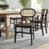 Flash Furniture Jacob Cane Rattan Dining Chairs, Solid Wood Frame & Seat, Oval Breathable Backrest, Commercial Grade, Pack of 2, Natural/Black(Black)