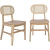 Flash Furniture Jacob Cane Rattan Dining Chairs, Solid Wood Frame & Seat, Oval Breathable Backrest, Commercial Grade, Pack of 2, Natural/Black(Natural)