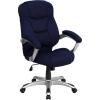Flash Furniture Jessie High Back Brown Microfiber Contemporary Executive Swivel Ergonomic Office Chair with Arms(Navy Blue Microfiber)