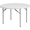 Flash Furniture Kathryn 4′ Round Plastic Folding Event Table for Parties and Trade Shows, Portable Indoor/Outdoor Event Banquet Table, White