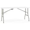 Flash Furniture Kathryn 5′ Rectangular Plastic Folding Event Table with Carrying Handle, Bi-Fold Portable Banquet Table for Indoor/Outdoor Events, White, 27.25″D x 60″W x 34″H