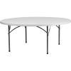 Flash Furniture Kathryn 6′ Round All-Occasion Plastic Folding Event Table, Foldable Portable Banquet Table for Indoor/Outdoor Events, White