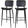 Flash Furniture Kenzie Commercial Grade Mid-Back Barstools – Brown LeatherSoft Upholstery – Black Iron Frame with Integrated Footrest – Set of 2(Black)