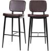 Flash Furniture Kenzie Commercial Grade Mid-Back Barstools – Brown LeatherSoft Upholstery – Black Iron Frame with Integrated Footrest – Set of 2(Brown)