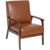 Flash Furniture Langston Commercial Mid Century Modern Chair – Black LeatherSoft Upholstery – Walnut Finish Wooden Frame and Arms – Extra Supportive Sinuous Springs(Cognac Leathersoft)