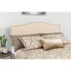 Flash Furniture Lexington Upholstered Twin Size Headboard with Accent Nail Trim in White Fabric(Beige)