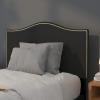 Flash Furniture Lexington Upholstered Twin Size Headboard with Accent Nail Trim in White Fabric(Black)