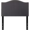 Flash Furniture Lexington Upholstered Twin Size Headboard with Accent Nail Trim in White Fabric(Dark Gray)