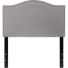 Flash Furniture Lexington Upholstered Twin Size Headboard with Accent Nail Trim in White Fabric(Light Gray)