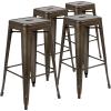 Flash Furniture Lily 30″ High Metal Indoor Bar Stool in Silver – Stackable Set of 4(Gun Metal)