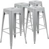 Flash Furniture Lily 30″ High Metal Indoor Bar Stool in Silver – Stackable Set of 4(Silver)