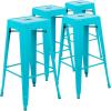 Flash Furniture Lily 30″ High Metal Indoor Bar Stool in Silver – Stackable Set of 4(Teal)