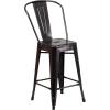 Flash Furniture Lily Commercial Grade 4 Pack 24″ High Black Metal Indoor-Outdoor Counter Height Stool with Removable Back(Black-antique Gold)