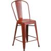 Flash Furniture Lily Commercial Grade 4 Pack 24″ High Black Metal Indoor-Outdoor Counter Height Stool with Removable Back(Kelly Red)