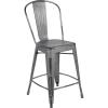 Flash Furniture Lily Commercial Grade 4 Pack 24″ High Black Metal Indoor-Outdoor Counter Height Stool with Removable Back(Silver Gray)