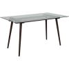 Flash Furniture Meriden 31.5″ x 55″ Rectangular Solid Walnut Wood Table with Clear Glass Top(Clear Top/Espresso Frame)