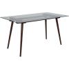 Flash Furniture Meriden 31.5″ x 55″ Rectangular Solid Walnut Wood Table with Clear Glass Top(Clear Top/Walnut Frame)