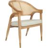 Flash Furniture Naomi Cane Rattan Dining and Accent Chair, Commercial Grade Solid Wood Frame with Gold Accent Legs, Beige Upholstered Padded Seat, Natural/Black(Natural)