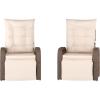Flash Furniture Nemo Indoor/Outdoor Patio Wicker Rattan Recliner, Lounge Chair with Flip-Up Side Table, Beige/Brown(Beige Cushions/Brown Frame)