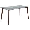 Flash Furniture Parkside 35.25″ x 59″ Rectangular Solid Walnut Wood Table with Clear Glass Top(Clear Top/Walnut Frame)