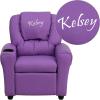 Flash Furniture Personalized Vinyl Kids Recliner with Cup Holder and Headrest, Lavender