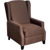 Flash Furniture Prescott Slim Wingback Recliner Chair – Traditional Push Back Recliner – Brown Polyester Fabric with Accent Nail Trim – Pocket Spring Seat(Brown)