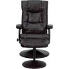 Flash Furniture Rachel Contemporary Multi-Position LeatherSoft Recliner Chair with Ottoman, 360-Degree Swivel Recliner Chair and Ottoman Set, Black(Brown)