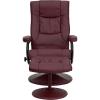 Flash Furniture Rachel Contemporary Multi-Position LeatherSoft Recliner Chair with Ottoman, 360-Degree Swivel Recliner Chair and Ottoman Set, Black(Burgundy)