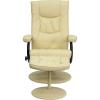 Flash Furniture Rachel Contemporary Multi-Position LeatherSoft Recliner Chair with Ottoman, 360-Degree Swivel Recliner Chair and Ottoman Set, Black(Cream)