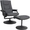 Flash Furniture Rachel Contemporary Multi-Position LeatherSoft Recliner Chair with Ottoman, 360-Degree Swivel Recliner Chair and Ottoman Set, Black(Grey)