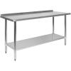 Flash Furniture Reader Stainless Steel 18 Gauge Prep and Work Table with 1.5″ Backsplash and Undershelf – NSF Certified – 72″W x 30″D x 36″H(24″ x 60″ with Backsplash)