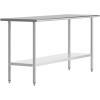 Flash Furniture Reader Stainless Steel 18 Gauge Prep and Work Table with 1.5″ Backsplash and Undershelf – NSF Certified – 72″W x 30″D x 36″H(24″ x 72″ without Backsplash)