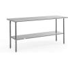 Flash Furniture Reader Stainless Steel 18 Gauge Prep and Work Table with 1.5″ Backsplash and Undershelf – NSF Certified – 72″W x 30″D x 36″H(30″ x 72″ without Backsplash)