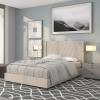 Flash Furniture Riverdale Full Size Tufted Upholstered Platform Bed in Light Gray Fabric(Beige)
