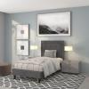 Flash Furniture Roxbury King Size Tufted Upholstered Platform Bed in Beige Fabric(Dark Gray)