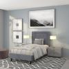 Flash Furniture Roxbury King Size Tufted Upholstered Platform Bed in Beige Fabric(Light Gray)