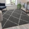 Flash Furniture Roxy Shag Style Diamond Trellis Area Rug – 5′ x 7′ – Ivory(Charcoal/Ivory)
