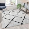 Flash Furniture Roxy Shag Style Diamond Trellis Area Rug – 5′ x 7′ – Ivory(Ivory/Black)