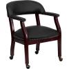 Flash Furniture Sarah Navy Vinyl Luxurious Conference Chair with Accent Nail Trim and Casters(Black Leathersoft)