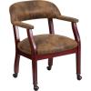 Flash Furniture Sarah Navy Vinyl Luxurious Conference Chair with Accent Nail Trim and Casters(Bomber Jacket Brown Microfiber)