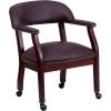 Flash Furniture Sarah Navy Vinyl Luxurious Conference Chair with Accent Nail Trim and Casters(Burgundy Leathersoft)