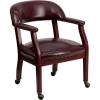 Flash Furniture Sarah Navy Vinyl Luxurious Conference Chair with Accent Nail Trim and Casters(Oxblood Vinyl)