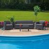 Flash Furniture Seneca Dark Gray Faux Rattan Sofa with All-Weather Seneca Light Gray Cushions(Dark Gray)