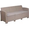 Flash Furniture Seneca Dark Gray Faux Rattan Sofa with All-Weather Seneca Light Gray Cushions(Light Gray)