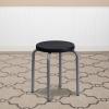 Flash Furniture Stackable Stool with Black Seat and Silver Powder Coated Frame (Pack of 1)(Black)