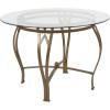 Flash Furniture Syracuse 42” Round Glass Dining Table with Matte Gold Metal Frame(Clear/Matte Gold)