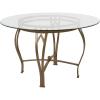 Flash Furniture Syracuse 42” Round Glass Dining Table with Matte Gold Metal Frame(Matte Gold)