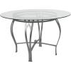 Flash Furniture Syracuse 42” Round Glass Dining Table with Matte Gold Metal Frame(Silver)