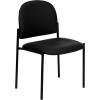 Flash Furniture Tania Comfort Vinyl Upholstered Stackable Side Reception Chair with Padded Seat, Modern Stackable Chair for Living Room/Office, Black(Black Vinyl)